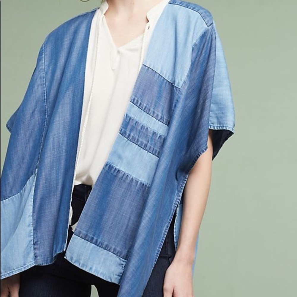 Anthropologie Cloth & Stone Denim Patchwork Kimono